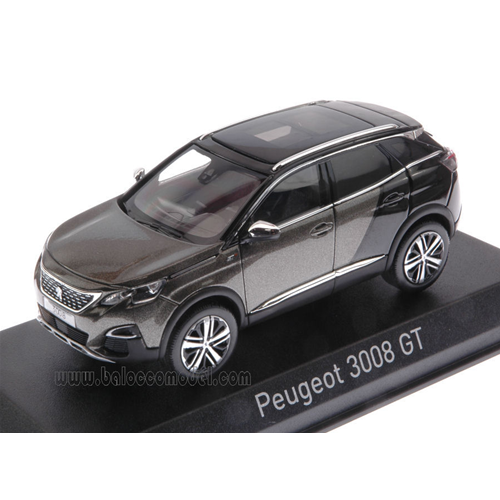 PEUGEOT 3008 GT 2016 METALLIC GUN GREY/BLACK 1:43 Norev Auto Stradali Modellino