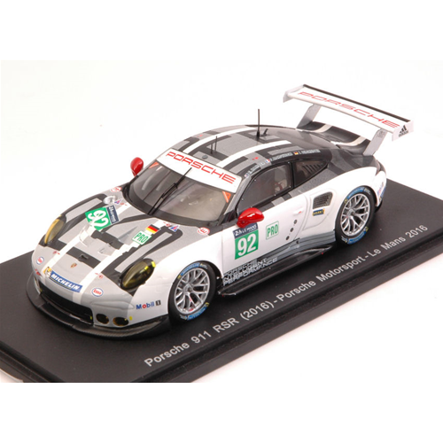 PORSCHE 911 RSR N.92 DNF LE MANS 2016 F.MAKOWIECKI-E.BAMBER-J.BERGMEIST.1:43 Spark Model Auto Competizione Modellino
