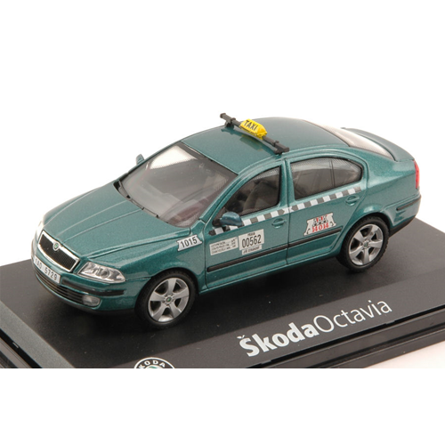 SKODA OCTAVIA 2004 TAXI GREEN ISLAND METALLIC 1:43 Abrex Taxi Modellino