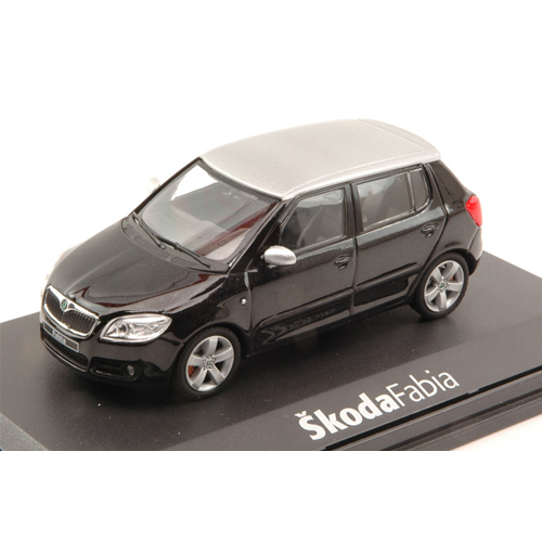 SKODA FABIA II 2007 BLACK MAGIC W/SILVER ROOF 1:43 Abrex Auto Stradali Modellino