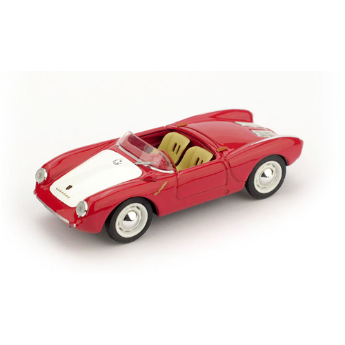 PORSCHE 550A RS SPYDER BIPOSTO STRADALE 1954 ROSSO/BIANCO 1:43 Brumm Auto Stradali Modellino