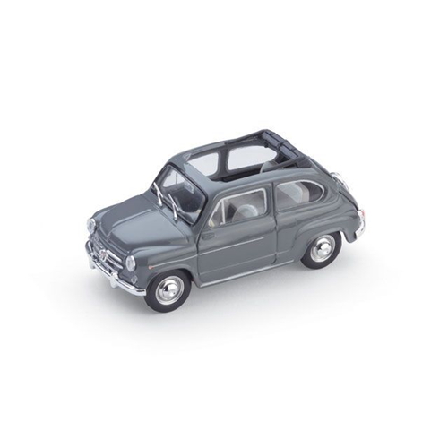 FIAT 600 D BERLINA 1960 TRASFORMABILE APERTA GRIGIO SCURO 1:43 Brumm Auto Stradali Modellino