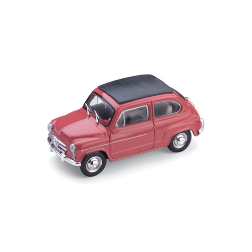 FIAT 600D TRSFORMABILE CHIUSA 1960 ROSSO 135 1:43 Brumm Auto Stradali Modellino