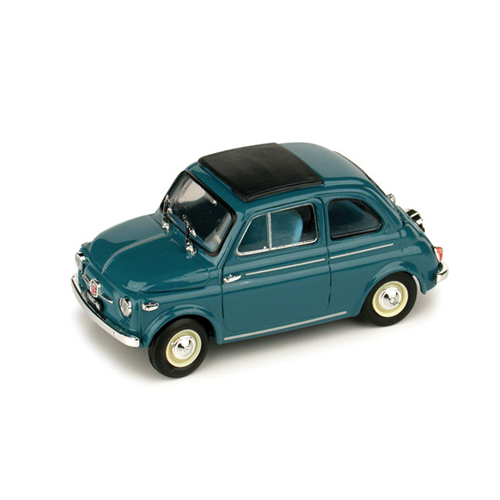 FIAT NUOVA 500 TETTO APRIBILE CHIUSA 1959 BLU MEDIO 1:43 Brumm Auto Stradali Modellino