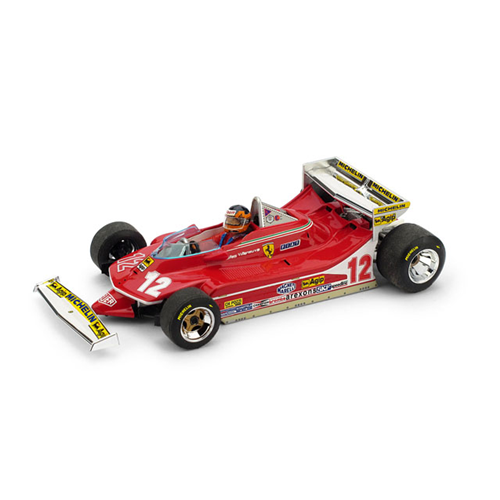 FERRARI 312 T4 G.VILLENEUVE 1979 N.12 RETIRED MONACO GP WITH PILOTA 1:43 Brumm Formula 1 Modellino