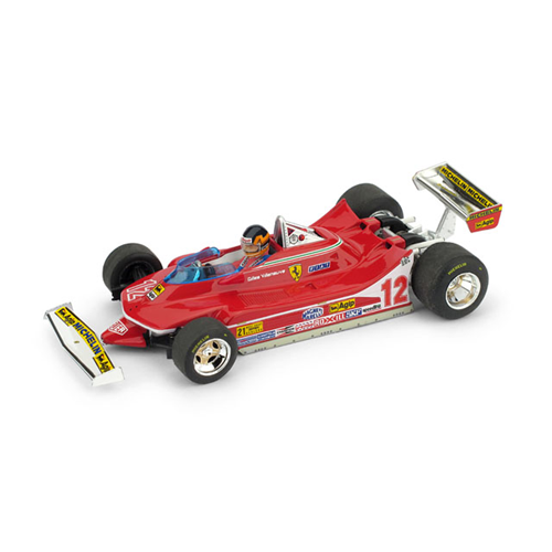 FERRARI 312 T4 G.VILLENEUVE 1979 N.12 WINNER USA OVEST GP WITH PILOTE 1:43 Brumm Formula 1 Modellino