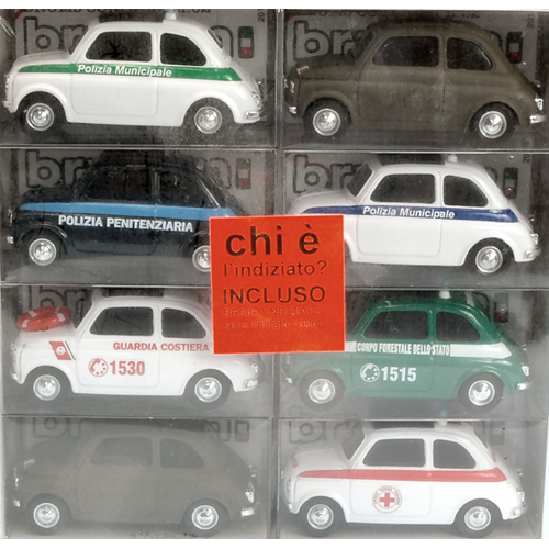 BRUMS CORPS BOX 16 AUTOMODELLI + 1 CORPO DEL REATO 1:43 Brumm Forze dell'Ordine Modellino