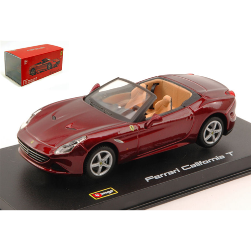 FERRARI CALIFORNIA T OPEN 2014 AMARANT METALLIC SIGNATURE WITH SHOWCASE 1:43 Burago Auto Stradali Modellino