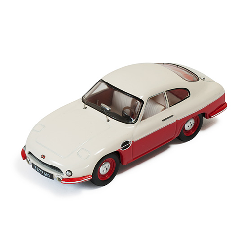 PANHARD DB HBR5 1957 BEIGE AND RED CLOSED LIGHTS 1:43 Ixo Model Auto Stradali Modellino