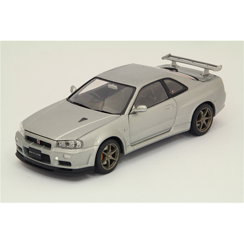 NISSAN SKYLINE GT-R BNR34 VSPECII 2001 SILVER 1:24 Ebbro Auto Stradali Modellino