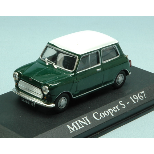 MINI COOPER S 1967 GREEN WITH WHITE ROOF 1:43 Editoria Auto Stradali Modellino