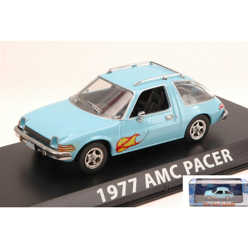 AMC PACER 1977 LIGHT BLUE W/FLAMES 1:43 Greenlight Auto Stradali Modellino