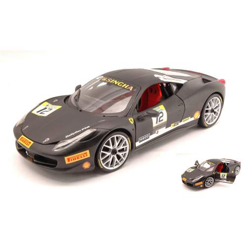 FERRARI 458 CHALLENGE 2010 MATT BLACK HERITAGE 1:18 Hot Wheels Auto Stradali Modellino