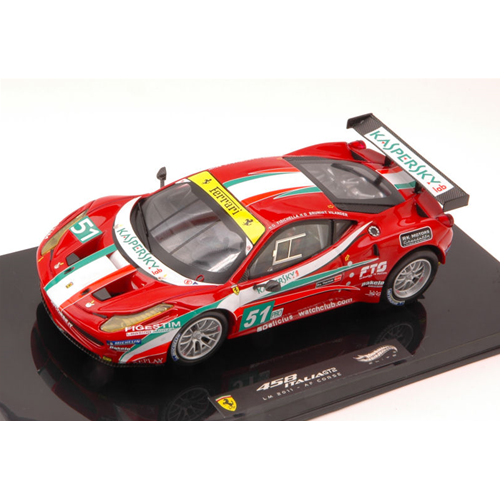 FERRARI 458 ITALIA GT2 N.51 13th Le Mans 2011 FISICHELLA-BRUNI-VILANDER 1:43 Hot Wheels Auto Competizione Modellino
