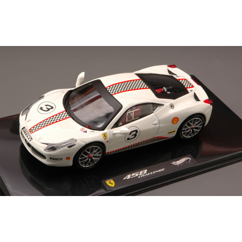 FERRARI 458 ITALIA CHALLENGE 2011 WHITE 1:43 Hot Wheels Auto Stradali Modellino