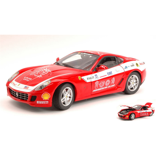FERRARI 599 GTB FIORANO PANAMERICAN TOUR 2006 RED 1:18 Hot Wheels Auto Stradali Modellino
