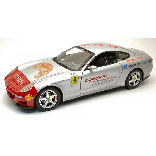 FERRARI 612 TOUR CHINA 2005 SILVER/RED 1:18 Hot Wheels Auto Stradali Modellino