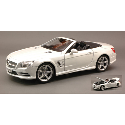 MERCEDES SL500 CONVERTIBLE 2012 METALLIC WHITE 1:18 Maisto Auto Stradali Modellino