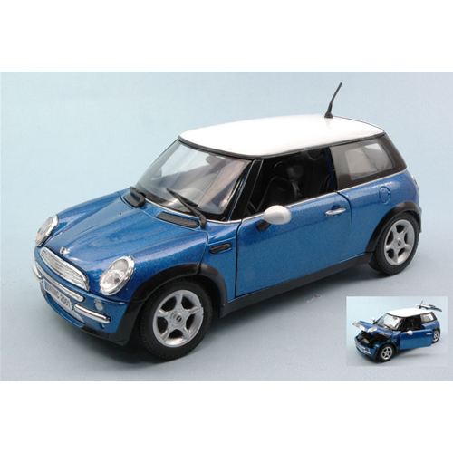MINI COOPER 2001 BLUE/WHITE 1:18 MotorMax Auto Stradali Modellino