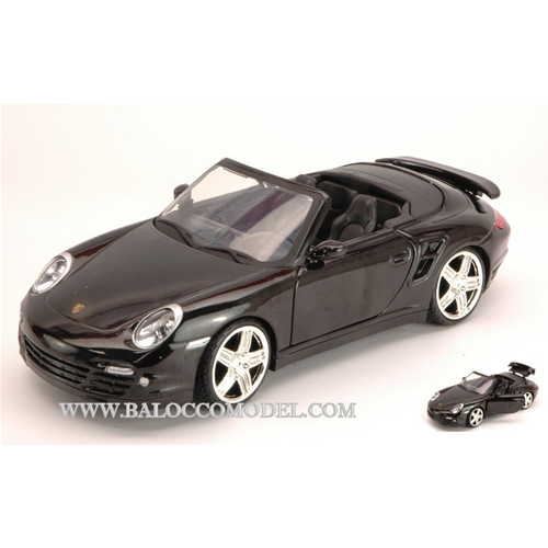 PORSCHE 911 (997) TURBO CABRIO 2005 BLACK 1:24 MotorMax Auto Stradali Modellino