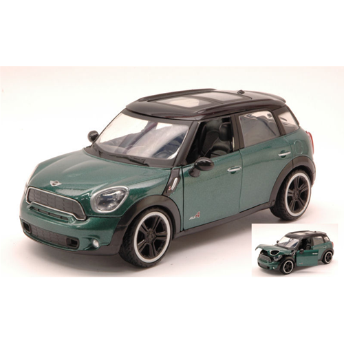 MINI COOPER S COUNTRYMAN 2011 GREEN W/BLACK ROOF 1:24 MotorMax Auto Stradali Modellino