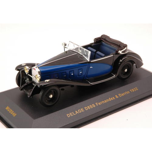 DELAGE D8SS FERNANDEZ & DARRIN 1932 BLUE/BLACK 1:43 Ixo Model Auto d'Epoca Modellino