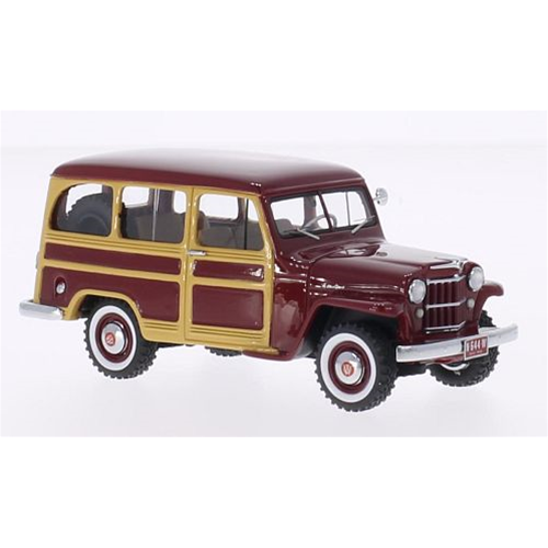 JEEP WILLYS STATION WAGON DARK 1954 RED/WOOD 1:43 Neo Scale Models Auto Stradali Modellino