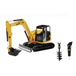 CAT 308E2 CR SB MINI HYDRAULIC EXCAVATOR CON TRIVELLA E MARTELLO 1:32 Norscot Mezzi Industriali Modellino