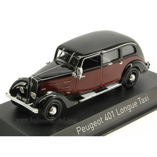 PEUGEOT 401 LONGUE TAXI 1935 DARK RED/BLACK 1:43 Norev Auto Stradali Modellino