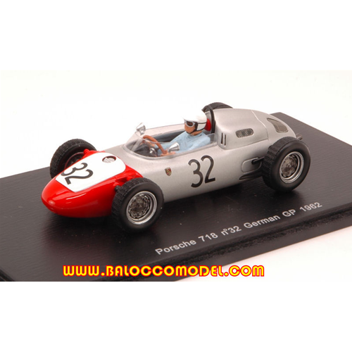 PORSCHE 718 H.WALTER 1962 N.32 14th GERMAN GP 1:43 Spark Model Formula 1 Modellino