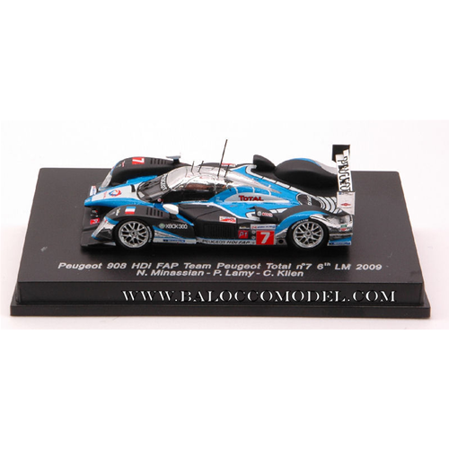 PEUGEOT 908 N.7 6th Le Mans 2009 1:87 Spark Model Auto Competizione Modellino