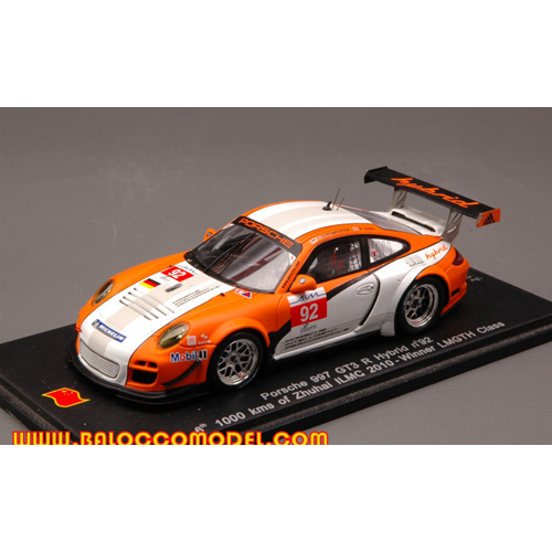 PORSCHE 997 GT3 R HYBRID N.92 6th 1000 km ZHUHAI 2010 WINNER LMGTH CLASS Spark Model Auto Competizione Modellino