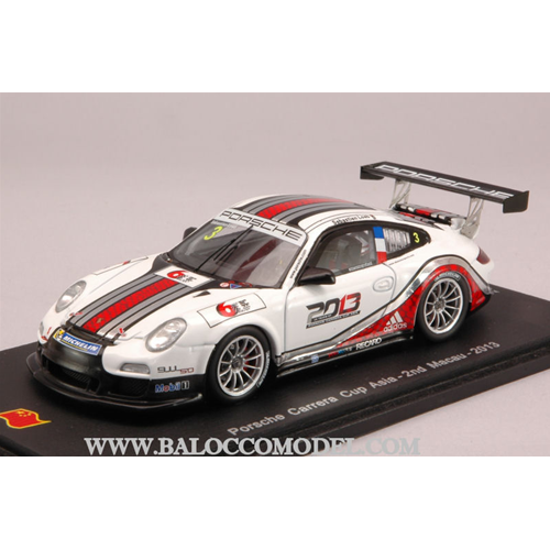 PORSCHE CARRERA 997 GT3 N.3 2nd MACAU 2013 SEBASTIEN LOEB 1:43 Spark Model Auto Competizione Modellino