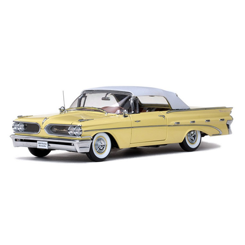 PONTIAC BONNEVILLE CLOSED CONVERTIBLE 1959 PALOMAR YELLO0W/WHITE 1:18 SunStar Auto Stradali Modellino