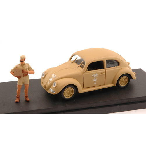 VW KOMMANDEUR AFRIKAKORPS 1941 + FIGURE 1:43 Miniminiera Mezzi Militari Modellino