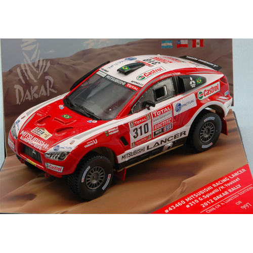 MITSUBISHI RACING LANCER N.310 7th DAKAR 2012 G.SPINELLI-H.YOUSSEF 1:43 Vitesse Auto Rally Modellino