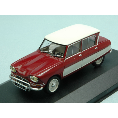 CITROEN AMI 6 1961 DARK RED/WHITE 1:43 Whitebox Auto Stradali Modellino