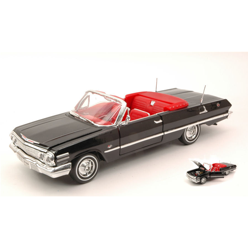 CHEVROLET IMPALA OPEN 1963 BLACK 1:24 Welly Auto Stradali Modellino