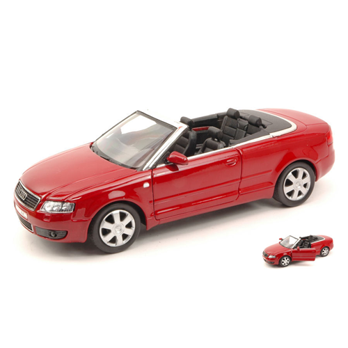 AUDI A 4 CABRIO 2000 RED 1:24 Welly Auto Stradali Modellino