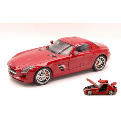 MERCEDES SLS AMG (C197) 2010 RED 1:18 Welly Auto Stradali Modellino