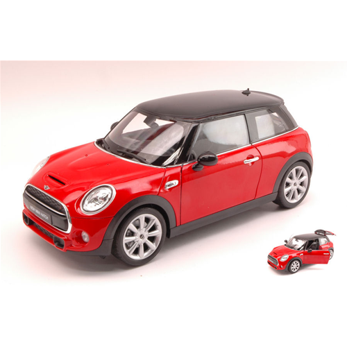 NEW MINI HATCH 2014 RED WITH BLACK ROOF 1:18 Welly Auto Stradali Modellino
