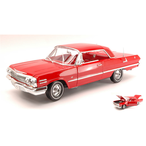 CHEVROLET IMPALA 1963 RED 1:18 Welly Auto Stradali Modellino