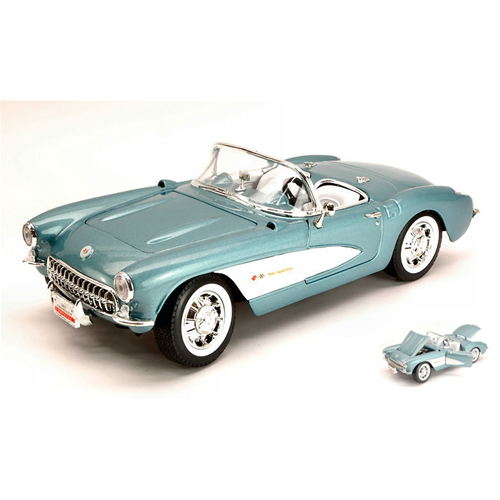 CHEVROLET CORVETTE 1957 LIGHT METALLIC BLUE 1:18 Yat Ming Auto Stradali Modellino