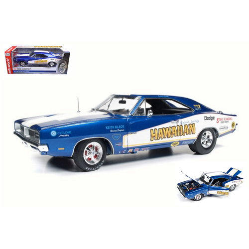 DODGE CHARGER 1969 HAWAIIAN FUNNY CAR BLUE METALLIC 1:18 Auto World Auto Stradali Modellino