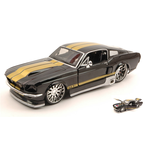 FORD MUSTANG GT 1967 BLACK WITH GOLD STRIPES 1:24 Maisto Tuning Modellino