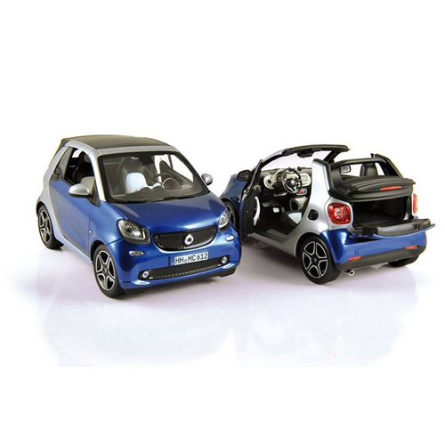 SMART FORTWO CABRIO 2015 BLUE/SILVER 1:18 Norev Auto Stradali Modellino