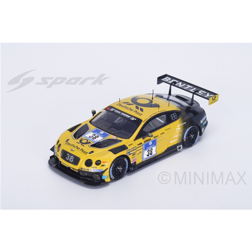 BENTLEY CONTINENTAL GT3 N.38 7th 24 H NURBURGRING 2016 BRUCK-MENZEL 1:18 Spark Model Auto Competizione Modellino