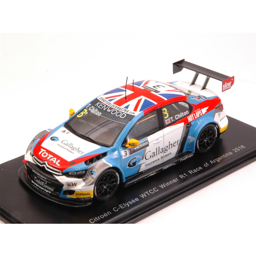 CITROEN C-ELISEE N.3 WINNER RACE ARGENTINA 2016 TOM CHILTON 1:43 Spark Model Auto Competizione Modellino