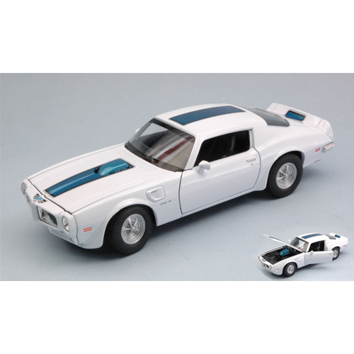 PONTIAC FIREBIRD TRANS AM 1972 WHITE WITH BLACK STRIPE 1:24-27 Welly Auto Stradali Modellino