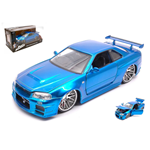 BRIAN'S NISSAN SKYLINE GT-R 2002 FAST & FURIOUS METALLIC BLUE 1:24 Jada Toys Movie Modellino